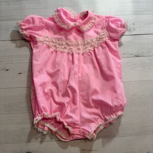 Vintage‎ Sears baby girls pink bubble romper medium 21-26 pounds